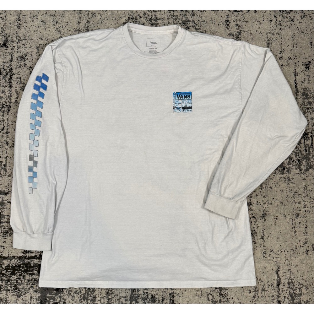 Vans Mens XL White Off The Wall Long Sleeve Graphic‎ T Shirt Skater